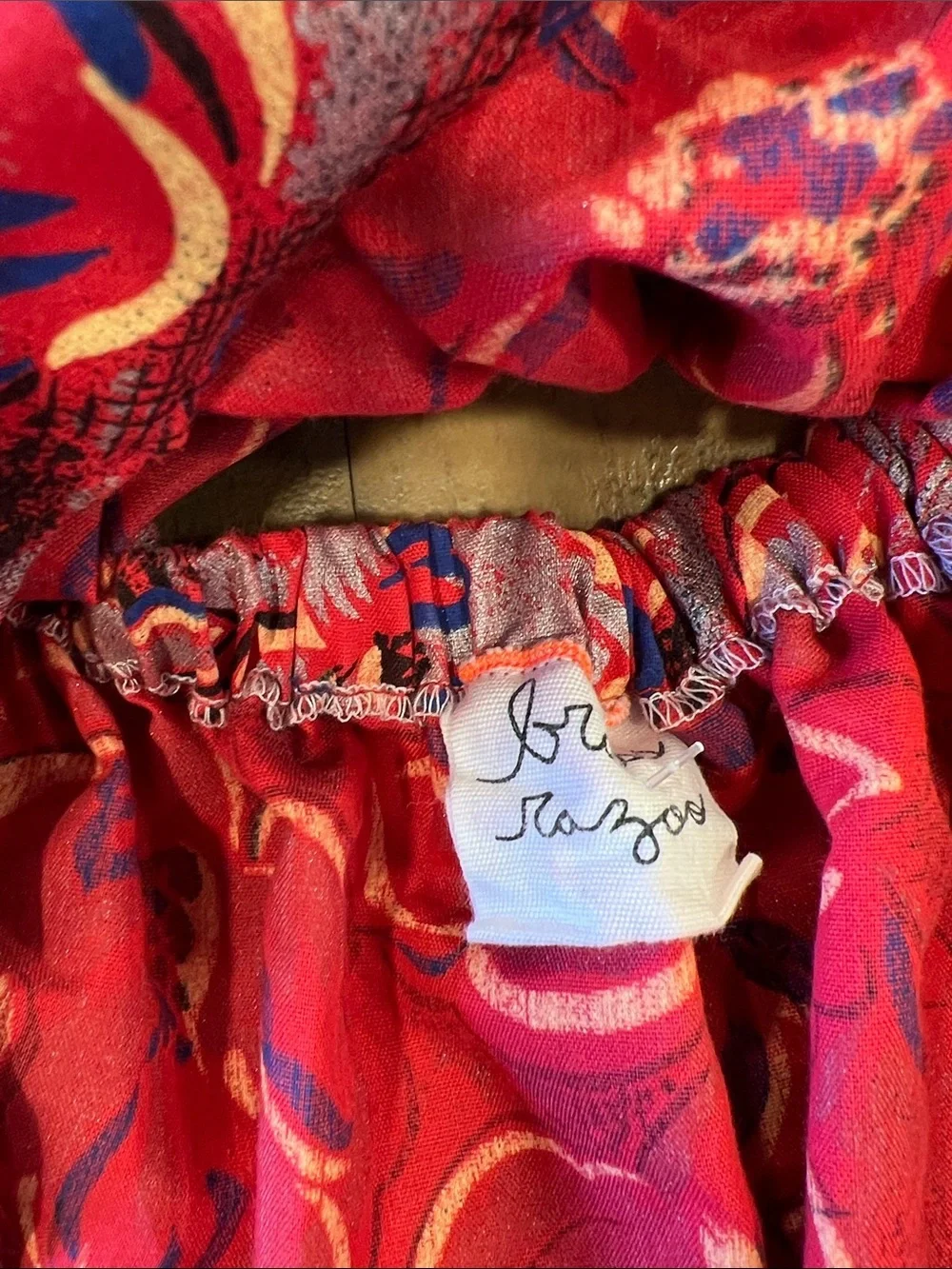Brass Razoo red and silver floral halter dress 2T handmade metallic bohemian